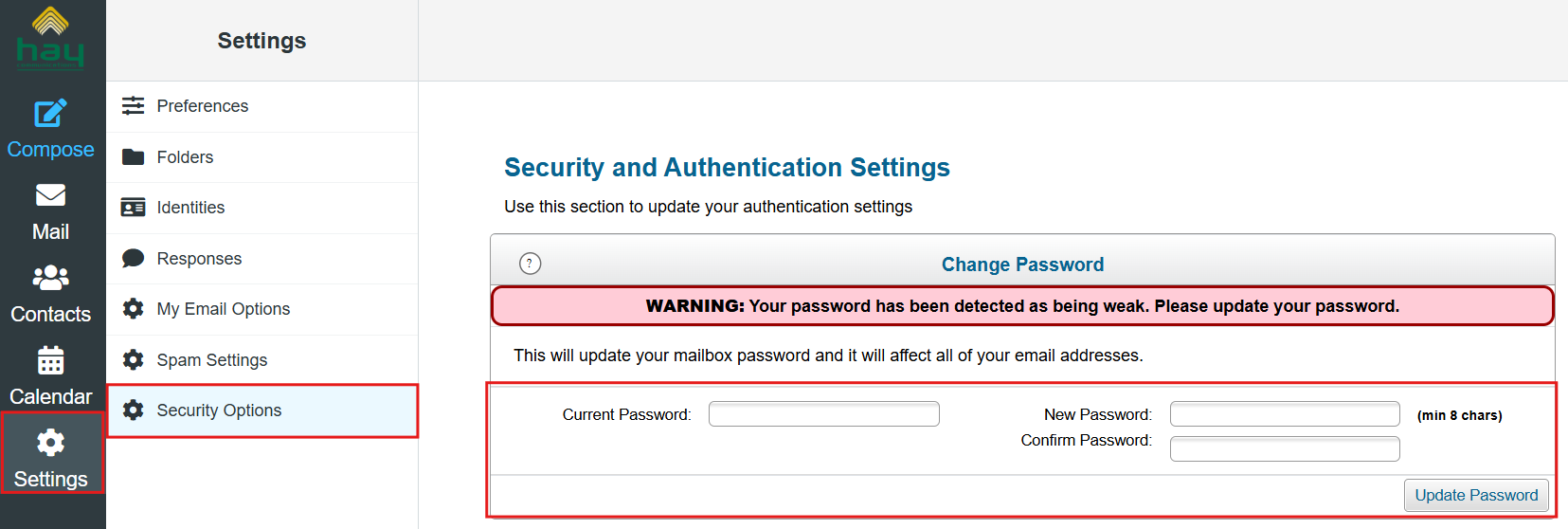 update password
